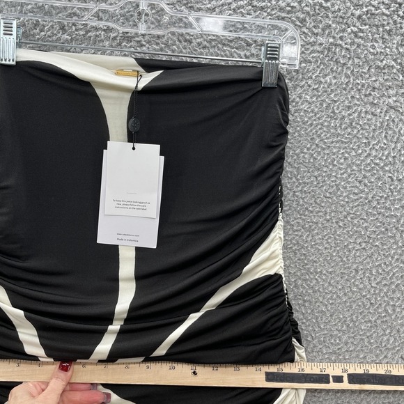 Cala De La Cruz Dress XL Black White Geo Floral Ruched Strapless Tube Resort - Picture 9 of 15